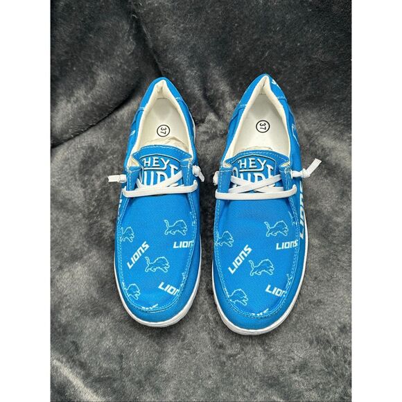 Hey Dude Lions Blue Canvas Loafers Slip-On Shoes EU 37 (US W7) Lightweight - Picture 7 of 10